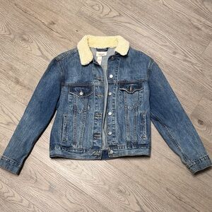 Victoria's Secret PINK Blue Denim Jacket with Cream Sherpa